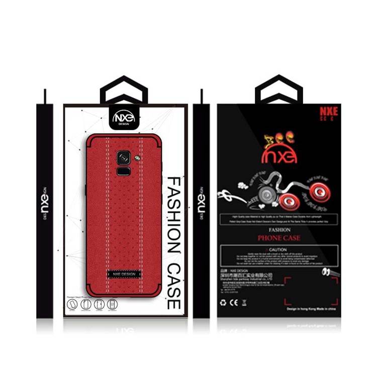 NXE Stitching PU Leather Coated TPU Back Cover for Samsung Galaxy A8+ (2018) - Red-6