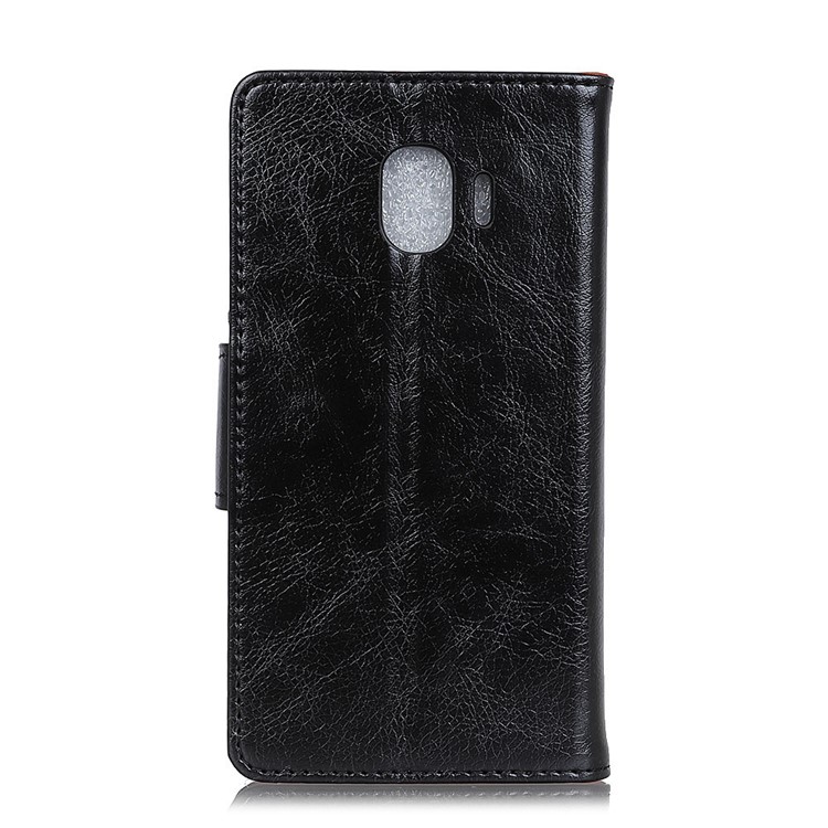 Textured Split Leather Wallet Case for Samsung Galaxy J2 Pro 2018 - Black-3