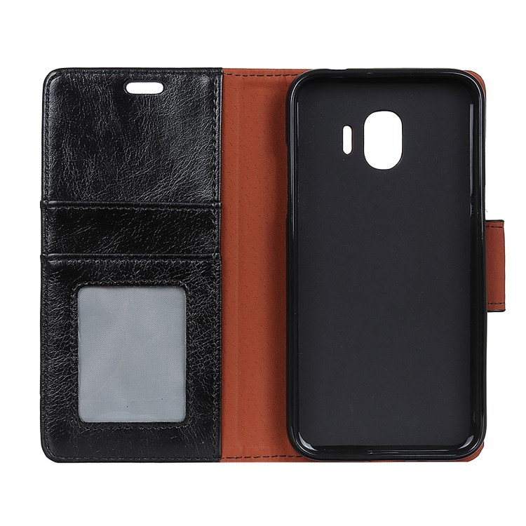Textured Split Leather Wallet Case for Samsung Galaxy J2 Pro 2018 - Black-4