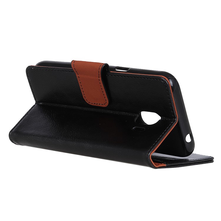 Textured Split Leather Wallet Case for Samsung Galaxy J2 Pro 2018 - Black-5