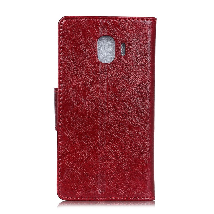 Textured Split Leather Wallet Cover for Samsung Galaxy J2 Pro 2018 - Red-3