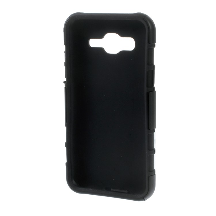 For Samsung Galaxy J5 SM-J500F Belt Clip Kickstand PC Silicone Hybrid Cover - Black-4
