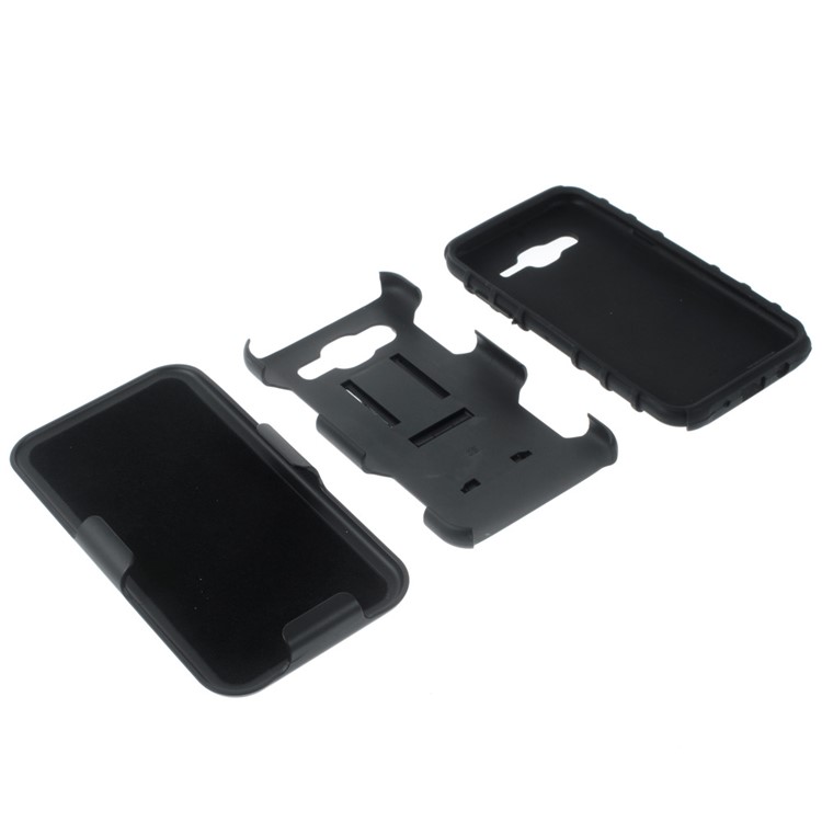 For Samsung Galaxy J5 SM-J500F Belt Clip Kickstand PC Silicone Hybrid Cover - Black-5