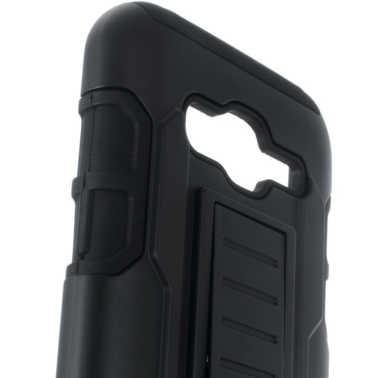 For Samsung Galaxy J5 SM-J500F Belt Clip Kickstand PC Silicone Hybrid Cover - Black-9