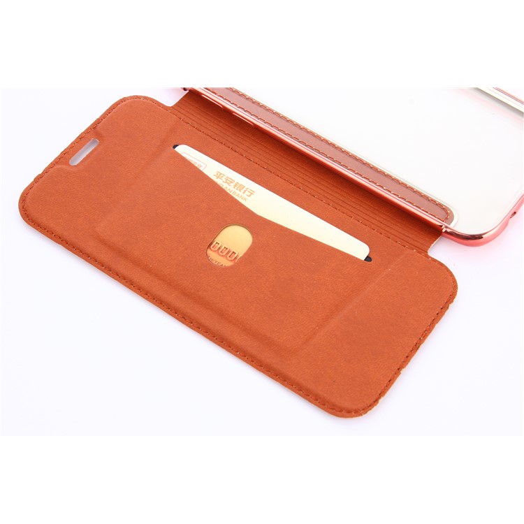 Litchi Texture PU Leather + Plated TPU Card Slot Case for Samsung Galaxy S7 edge G935 - Rose Gold-5