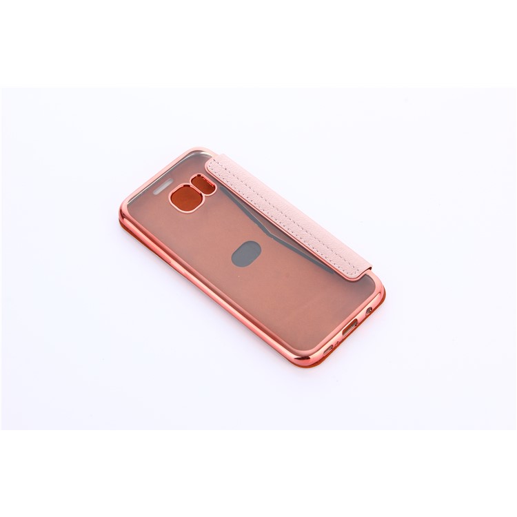 Litchi Texture PU Leather + Plated TPU Card Slot Case for Samsung Galaxy S7 edge G935 - Rose Gold-7