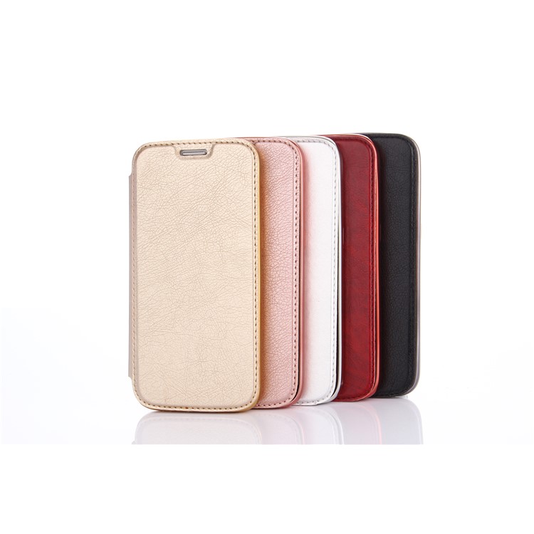 Litchi Texture PU Leather + Plated TPU Card Holder Case for Samsung Galaxy S7 G930 - Rose Gold-3