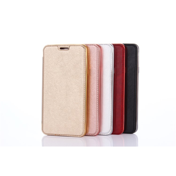 Litchi Texture PU Leather + Plated TPU Card Holder Case for Samsung Galaxy A7 SM-A710F (2016) - Rose Gold-3
