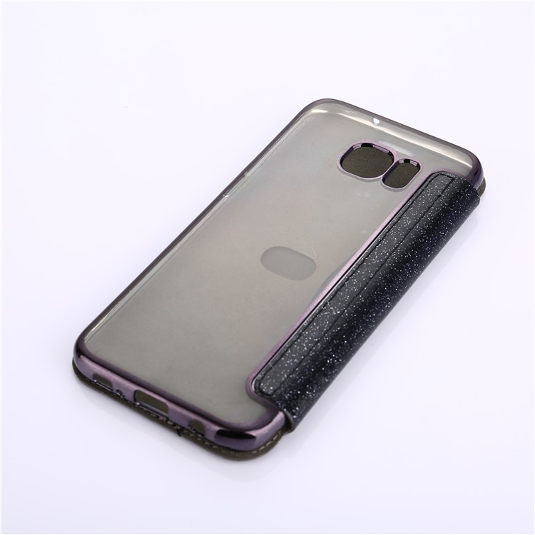 Flash Powder PU Leather + Plated TPU Mobile Case for Samsung Samsung Galaxy S7 edge G935 - Black-4