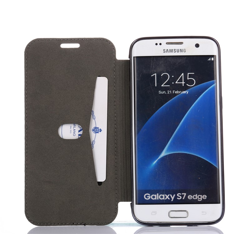 Flash Powder PU Leather + Plated TPU Mobile Case for Samsung Samsung Galaxy S7 edge G935 - Black-5