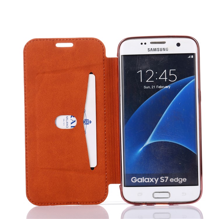 Flash Powder PU Leather + Plated TPU Card Slot Case for Samsung Samsung Galaxy S7 edge G935 - Rose Gold-5