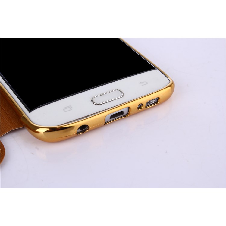 Flash Powder PU Leather + Plated TPU Mobile Casing for Samsung Samsung Galaxy S7 edge G935 - Gold-10