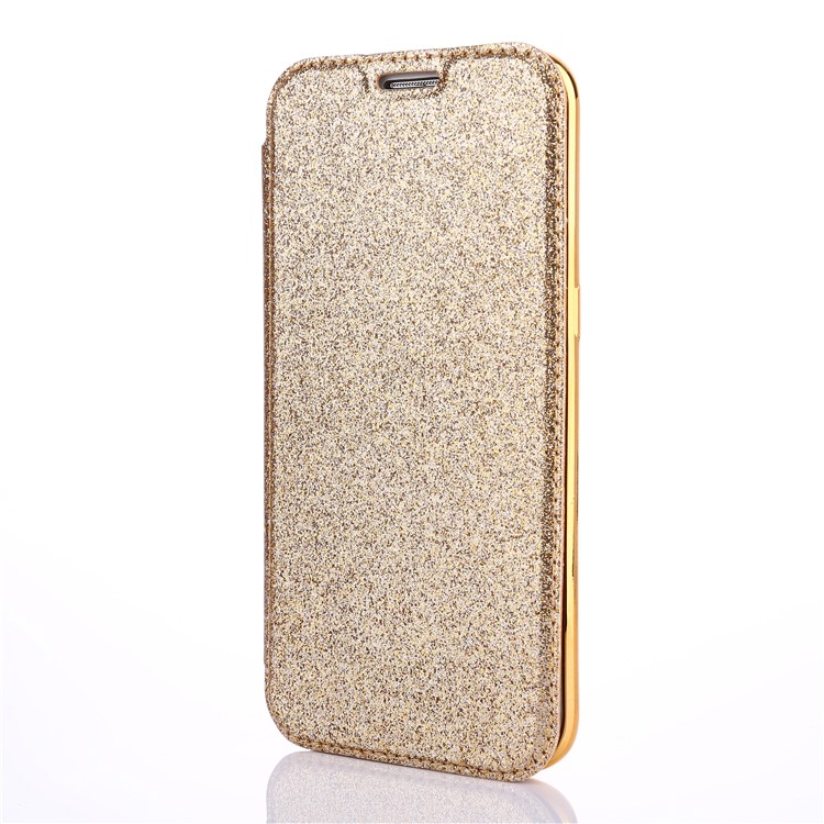 Flash Powder PU Leather + Plated TPU Mobile Casing for Samsung Samsung Galaxy S7 edge G935 - Gold-2