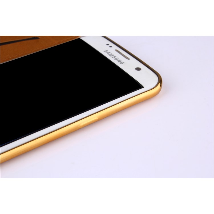 Flash Powder PU Leather + Plated TPU Mobile Casing for Samsung Samsung Galaxy S7 edge G935 - Gold-7