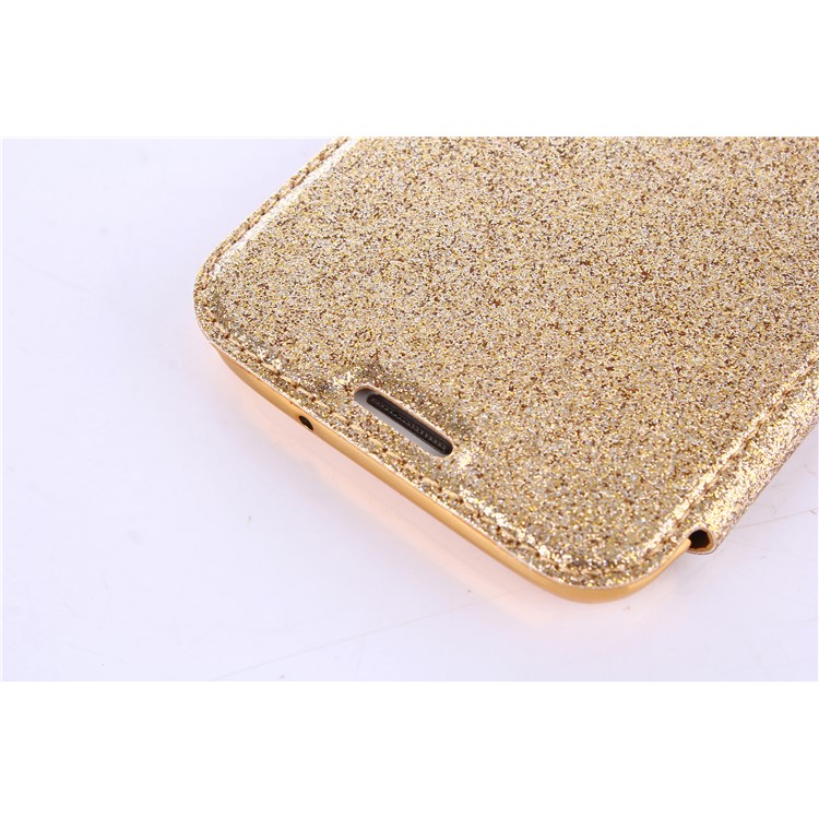 Flash Powder PU Leather + Plated TPU Mobile Casing for Samsung Samsung Galaxy S7 edge G935 - Gold-8