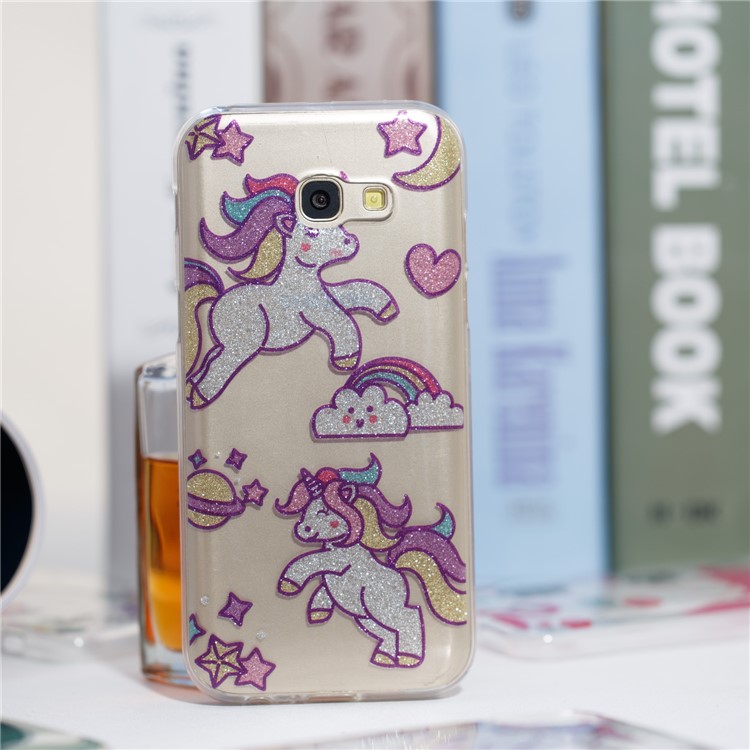 Glitter Powder IMD TPU Phone Cover for Samsung Galaxy A5 (2017) -
Adorable Unicorns-4