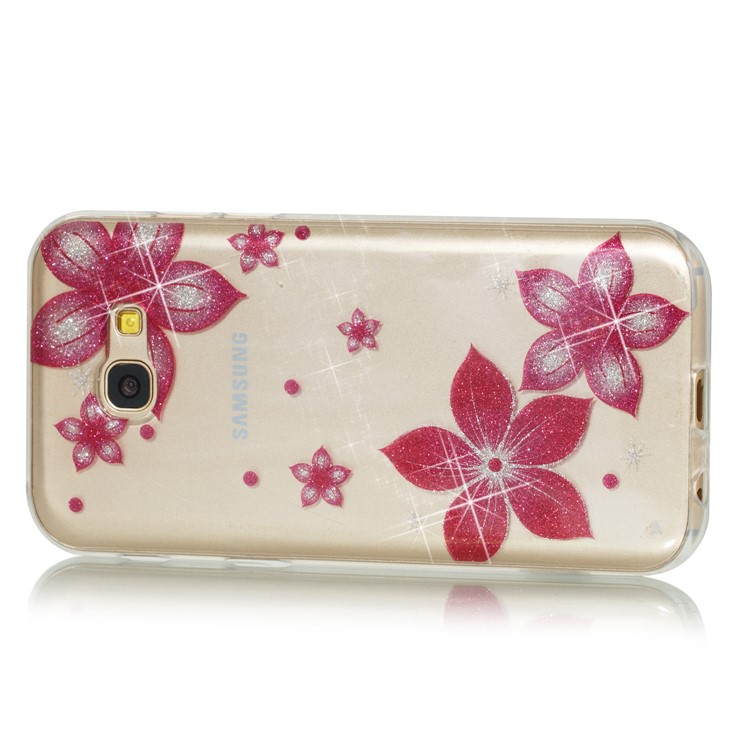 Glitter Powder IMD TPU Protective Mobile Case for Samsung Galaxy A5 (2017) - Red Flower-2