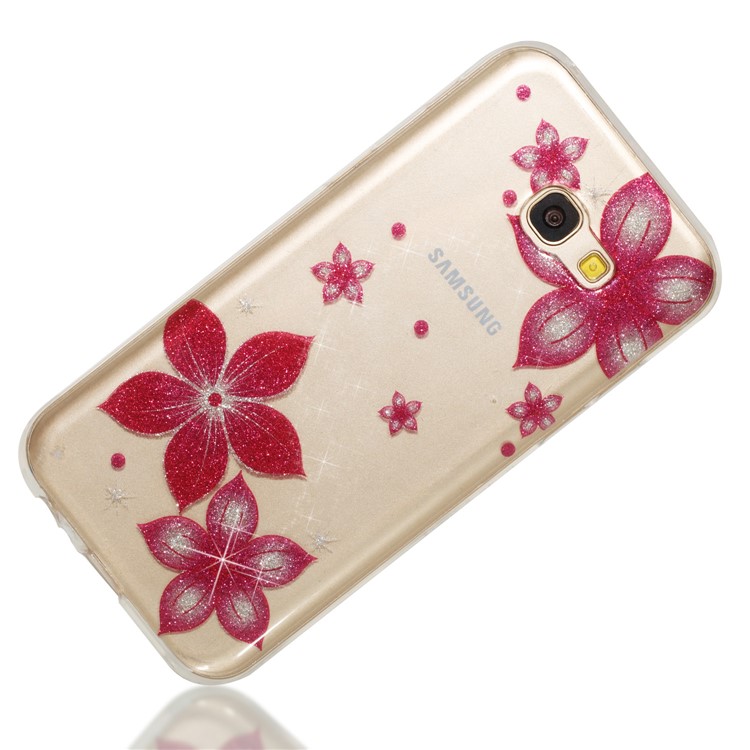 Glitter Powder IMD TPU Protective Mobile Case for Samsung Galaxy A5 (2017) - Red Flower-3