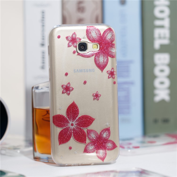 Glitter Powder IMD TPU Protective Mobile Case for Samsung Galaxy A5 (2017) - Red Flower-4