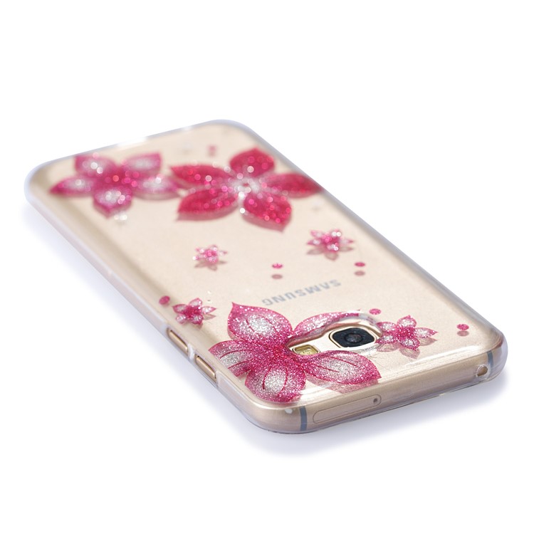 Glitter Powder IMD TPU Protective Mobile Case for Samsung Galaxy A5 (2017) - Red Flower-5