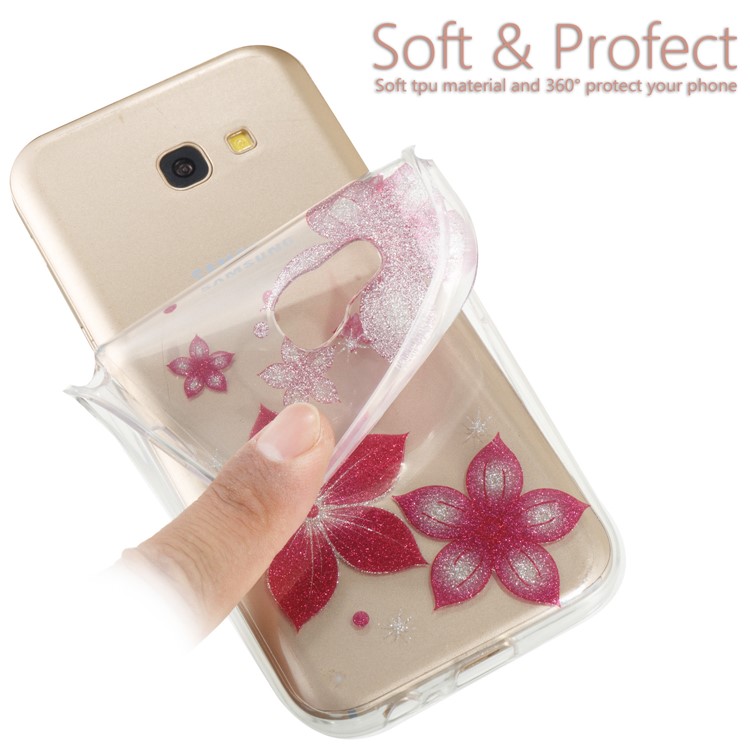 Glitter Powder IMD TPU Protective Mobile Case for Samsung Galaxy A5 (2017) - Red Flower-6