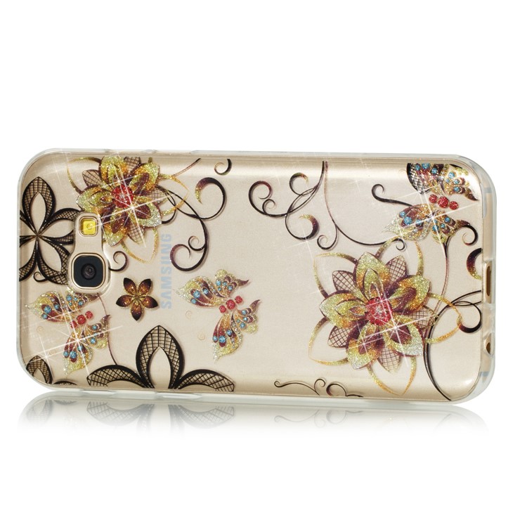 Glitter Powder IMD TPU Soft Case for Samsung Galaxy A5 (2017) - Flowers and Butterflies-2