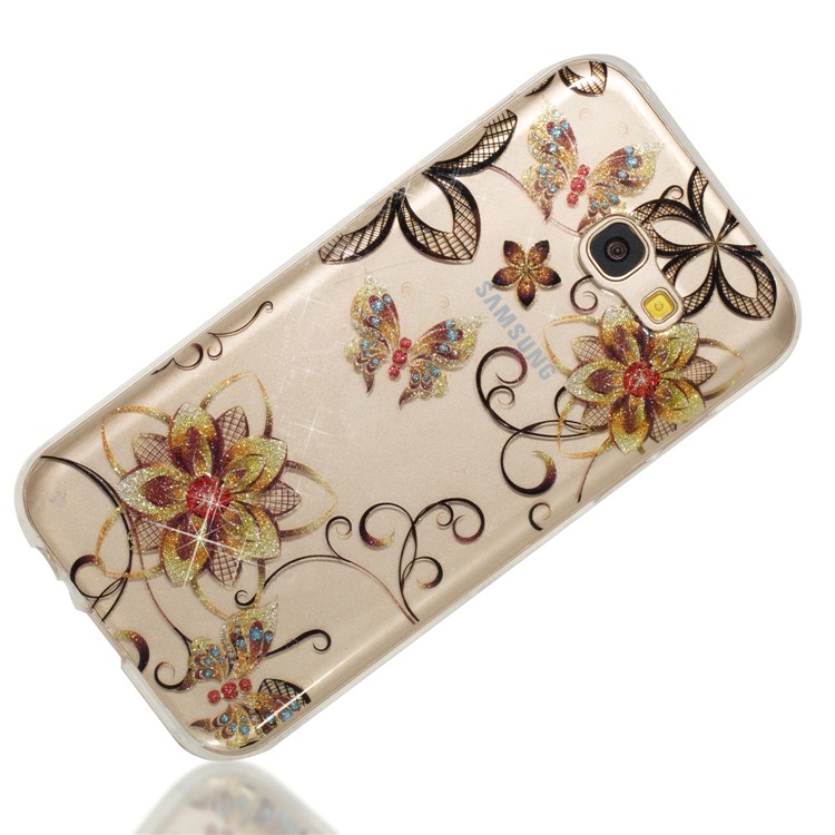 Glitter Powder IMD TPU Soft Case for Samsung Galaxy A5 (2017) - Flowers and Butterflies-3
