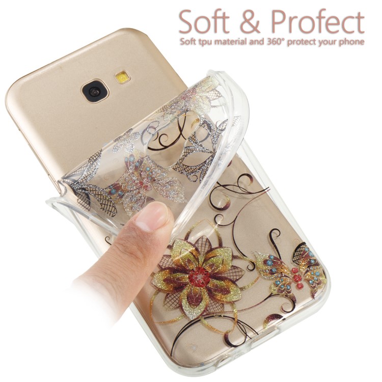 Glitter Powder IMD TPU Soft Case for Samsung Galaxy A5 (2017) - Flowers and Butterflies-6