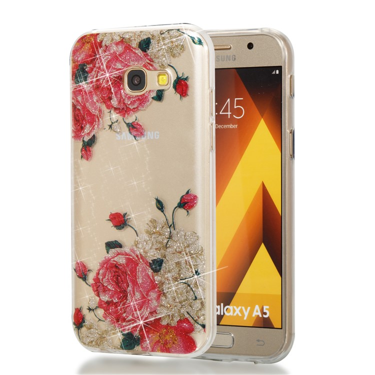 Glitter Powder IMD TPU Flexible Phone Cover for Samsung Galaxy A5 (2017) - Blooming Flowers-1