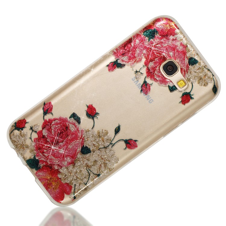 Glitter Powder IMD TPU Flexible Phone Cover for Samsung Galaxy A5 (2017) - Blooming Flowers-3