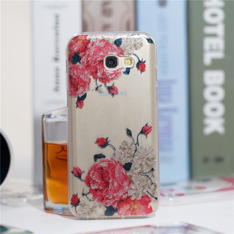 Glitter Powder IMD TPU Flexible Phone Cover for Samsung Galaxy A5 (2017) - Blooming Flowers-4