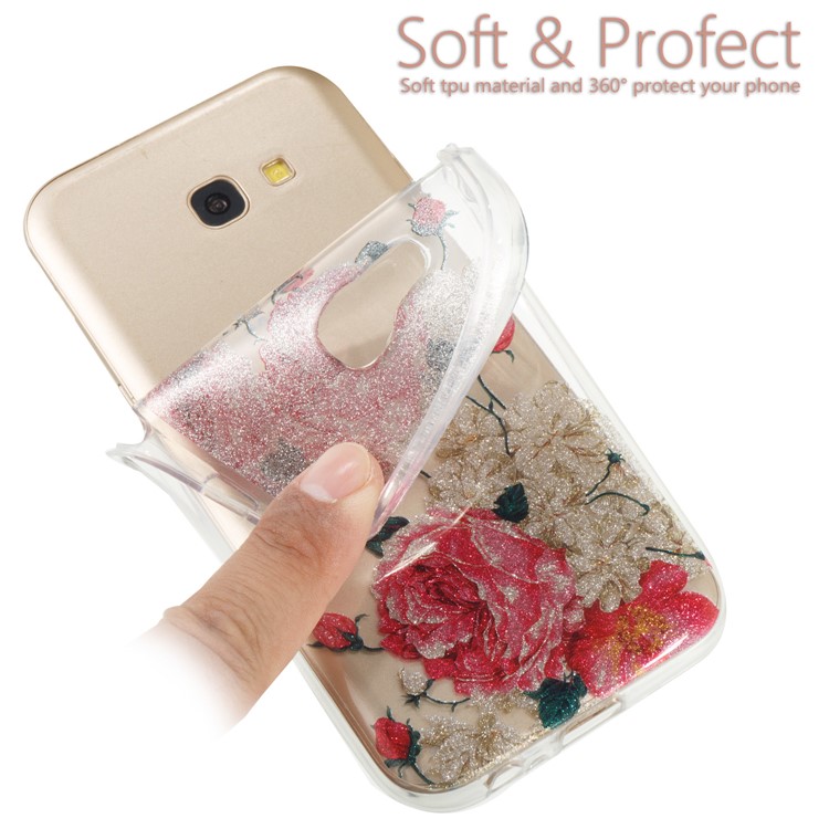 Glitter Powder IMD TPU Flexible Phone Cover for Samsung Galaxy A5 (2017) - Blooming Flowers-6