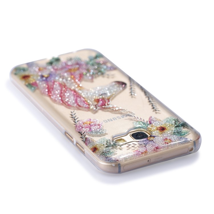 Glitter Powder IMD TPU Mobile Cover Case for Samsung Galaxy A5 (2017) - Unicorn and Flower Pattern-5