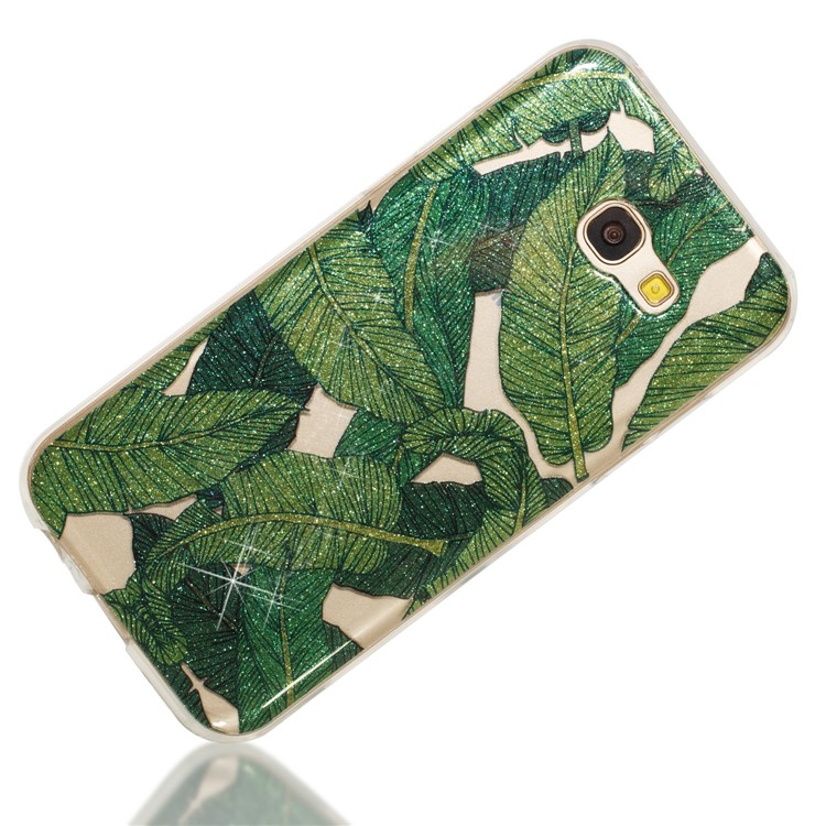 Glitter Powder IMD TPU Cell Phone Case Accessory for Samsung Galaxy A5 (2017) - Green Leaves-3