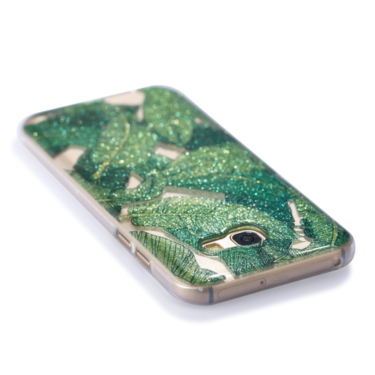 Glitter Powder IMD TPU Cell Phone Case Accessory for Samsung Galaxy A5 (2017) - Green Leaves-5
