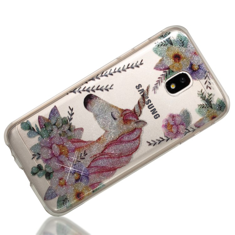 Clear IMD Glitter Powder Patterned TPU Phone Case for Samsung Galaxy J3 Pro (2017) / J3 (2017) EU Version - Sleeping Unicorn-4