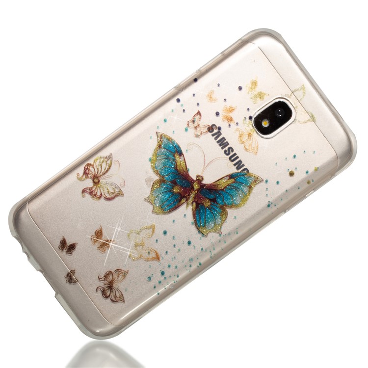 Clear IMD Glitter Powder Patterned TPU Phone Casing for Samsung Galaxy J3 Pro (2017) / J3 (2017) EU Version - Shiny Butterflies-4