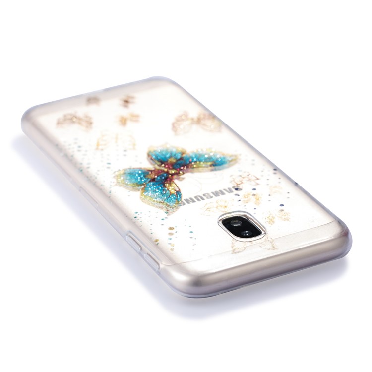 Clear IMD Glitter Powder Patterned TPU Phone Casing for Samsung Galaxy J3 Pro (2017) / J3 (2017) EU Version - Shiny Butterflies-6