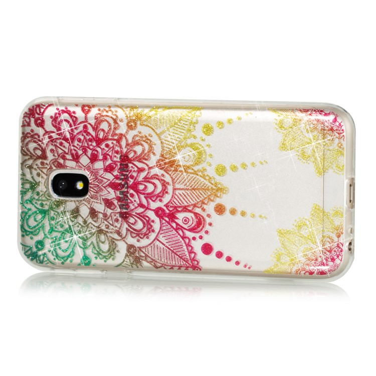 Clear IMD Glitter Powder Patterned TPU Phone Cover for Samsung Galaxy J3 Pro (2017) / J3 (2017) EU Version - Mandala-2