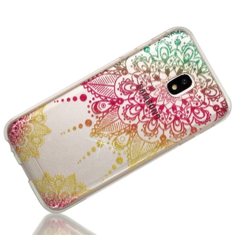 Clear IMD Glitter Powder Patterned TPU Phone Cover for Samsung Galaxy J3 Pro (2017) / J3 (2017) EU Version - Mandala-3