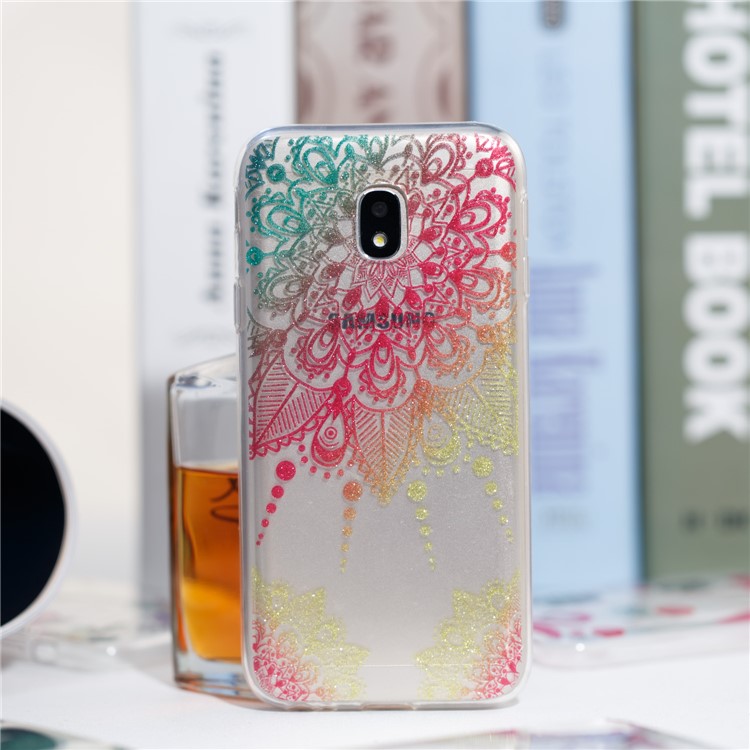 Clear IMD Glitter Powder Patterned TPU Phone Cover for Samsung Galaxy J3 Pro (2017) / J3 (2017) EU Version - Mandala-4