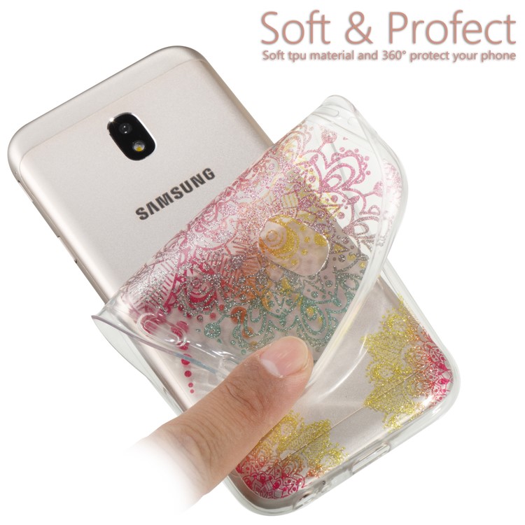 Clear IMD Glitter Powder Patterned TPU Phone Cover for Samsung Galaxy J3 Pro (2017) / J3 (2017) EU Version - Mandala-6