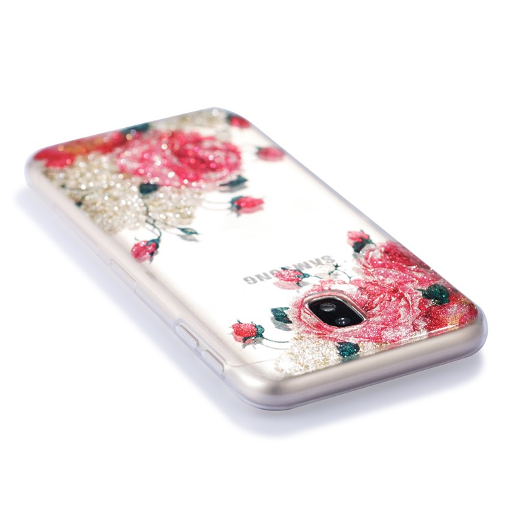 Clear IMD Glitter Powder Patterned TPU Phone Shell for Samsung Galaxy J3 Pro (2017) / J3 (2017) EU Version - Pretty Roses-5