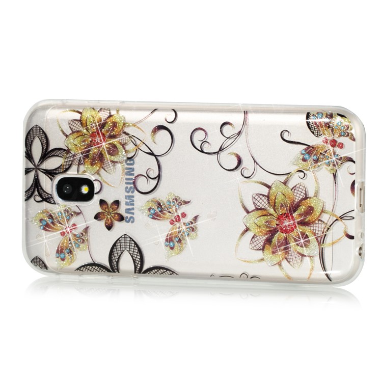 Clear IMD Glitter Powder Patterned TPU Phone Accessory Case for Samsung Galaxy J3 Pro (2017) / J3 (2017) EU Version - Butterflies and Flowers-2