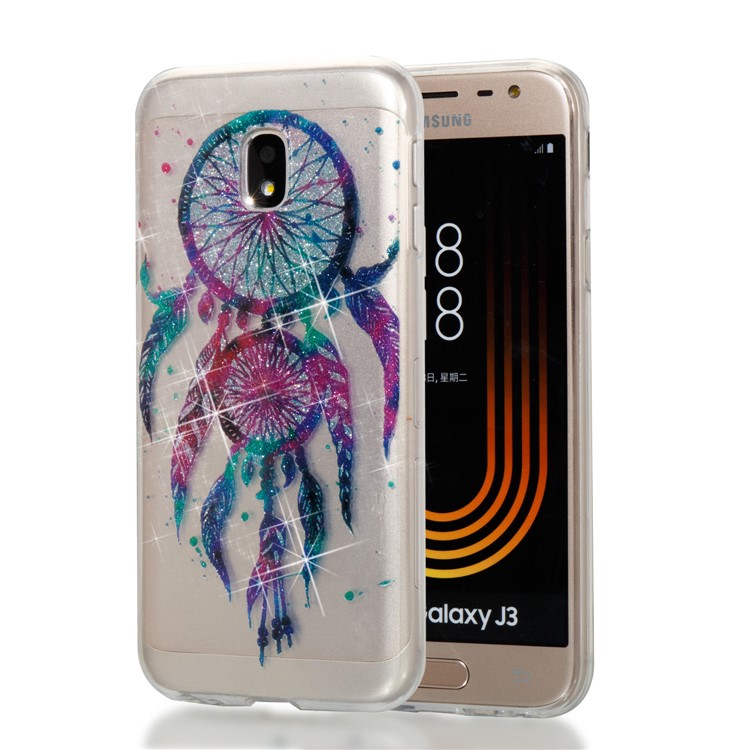Clear IMD Glitter Powder Patterned TPU Phone Accessory Cover for Samsung Galaxy J3 Pro (2017) / J3 (2017) EU Version - Dream Catcher-1