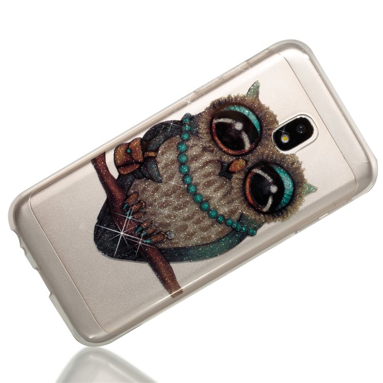 Clear IMD Glitter Powder Patterned TPU Phone Protection Case for Samsung Galaxy J3 Pro (2017) / J3 (2017) EU Version - Owl-3