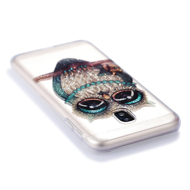 Clear IMD Glitter Powder Patterned TPU Phone Protection Case for Samsung Galaxy J3 Pro (2017) / J3 (2017) EU Version - Owl-5