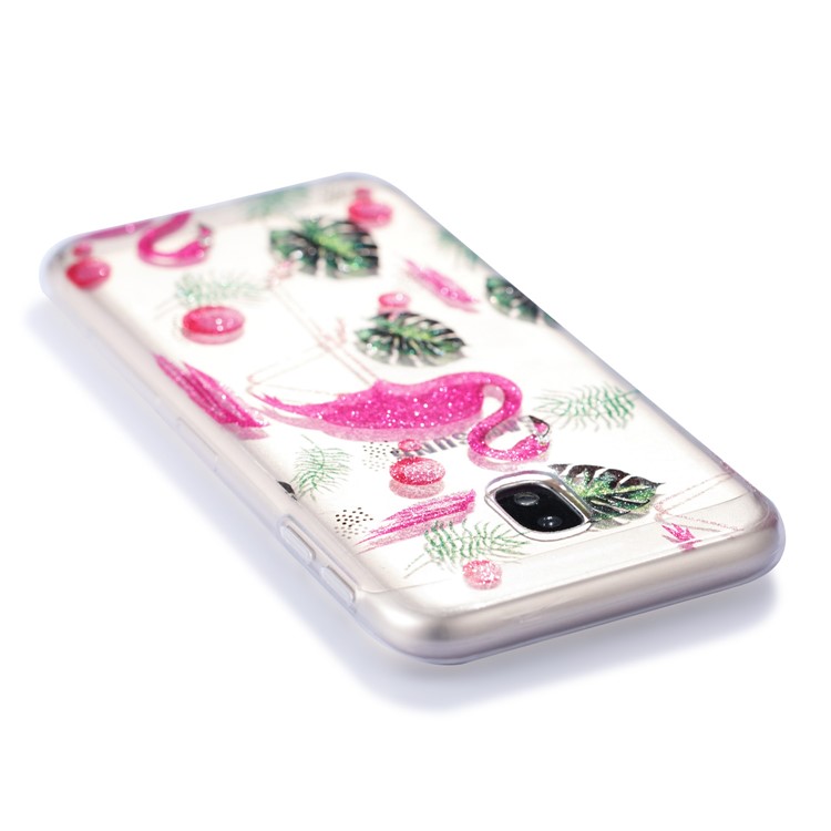 Clear IMD Glitter Powder Patterned TPU Cellphone Case for Samsung Galaxy J3 Pro (2017) / J3 (2017) EU Version - Flamingo-5