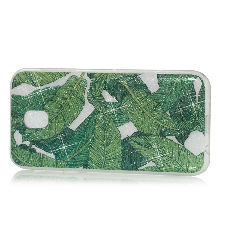 Clear IMD Glitter Powder Patterned TPU Phone Casing for Samsung Galaxy J5 Pro (2017) / J5 (2017) EU Version - Green Leaves-3