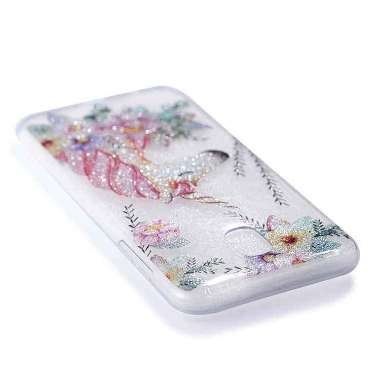 Clear IMD Glitter Powder Patterned TPU Phone Cover for Samsung Galaxy J5 Pro (2017) / J5 (2017) EU Version - Sleeping Unicorn-5